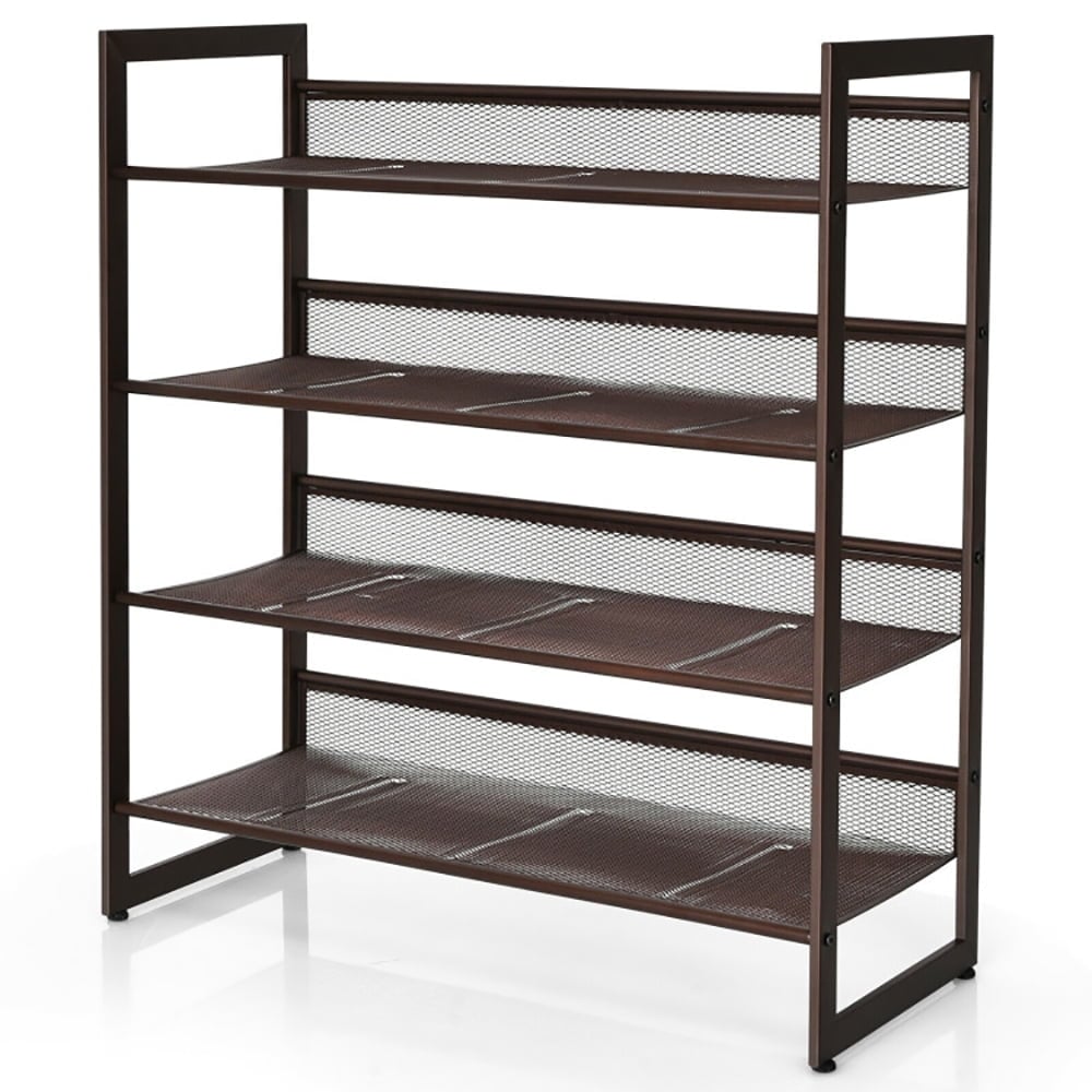 Hommoo 2/3/4 Tiers Flat and Slant Metal Shoe Rack for Entryway Hallway-4-Tier, Space-Saving Shoe Rack Organizer for Image 5