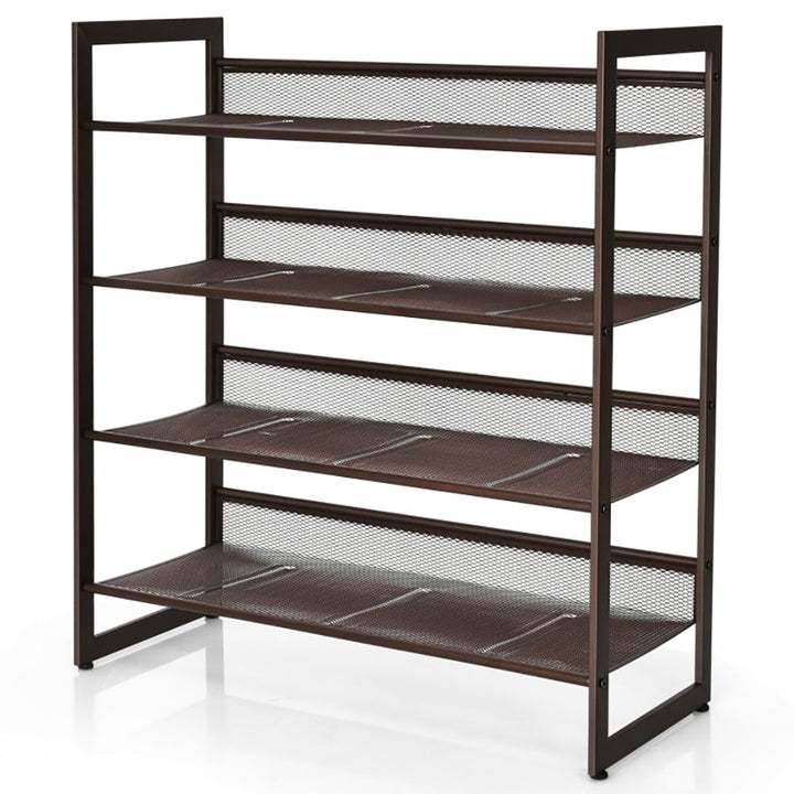 Hommoo 2/3/4 Tiers Flat and Slant Metal Shoe Rack for Entryway Hallway-4-Tier, Space-Saving Shoe Rack Organizer for Image 5