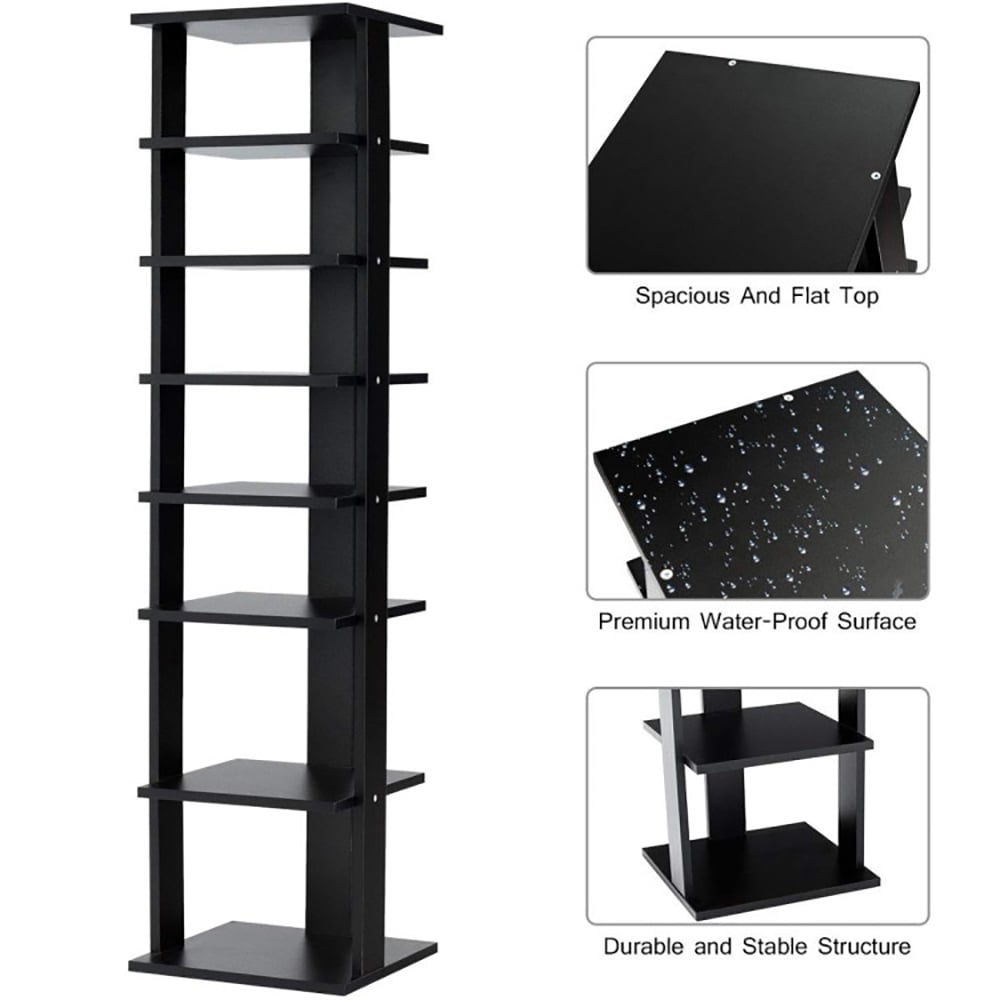 Hommoo 7-Tier Shoe Rack Practical Free Standing Shelves Storage Shelves-Black, Space-Saving Shoe Rack Organizer for Image 2