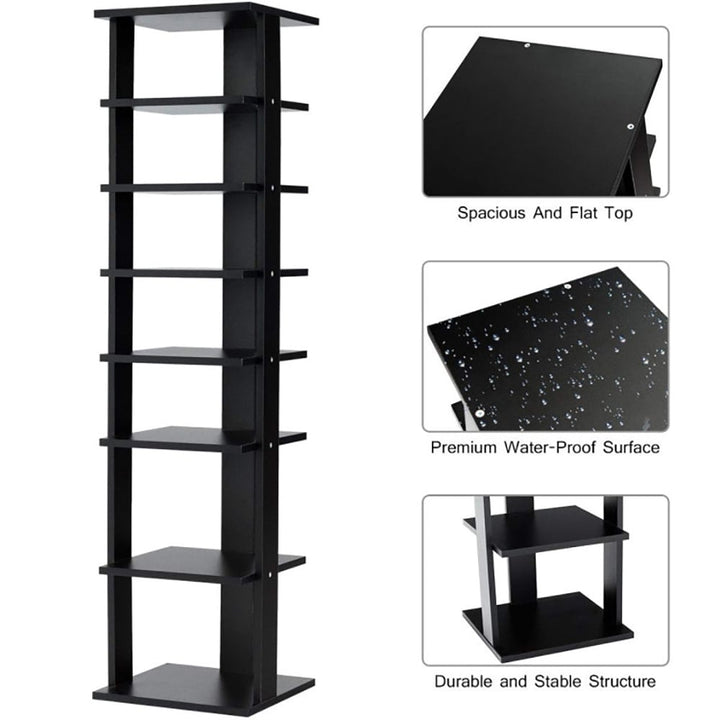 Hommoo 7-Tier Shoe Rack Practical Free Standing Shelves Storage Shelves-Black, Space-Saving Shoe Rack Organizer for Image 2