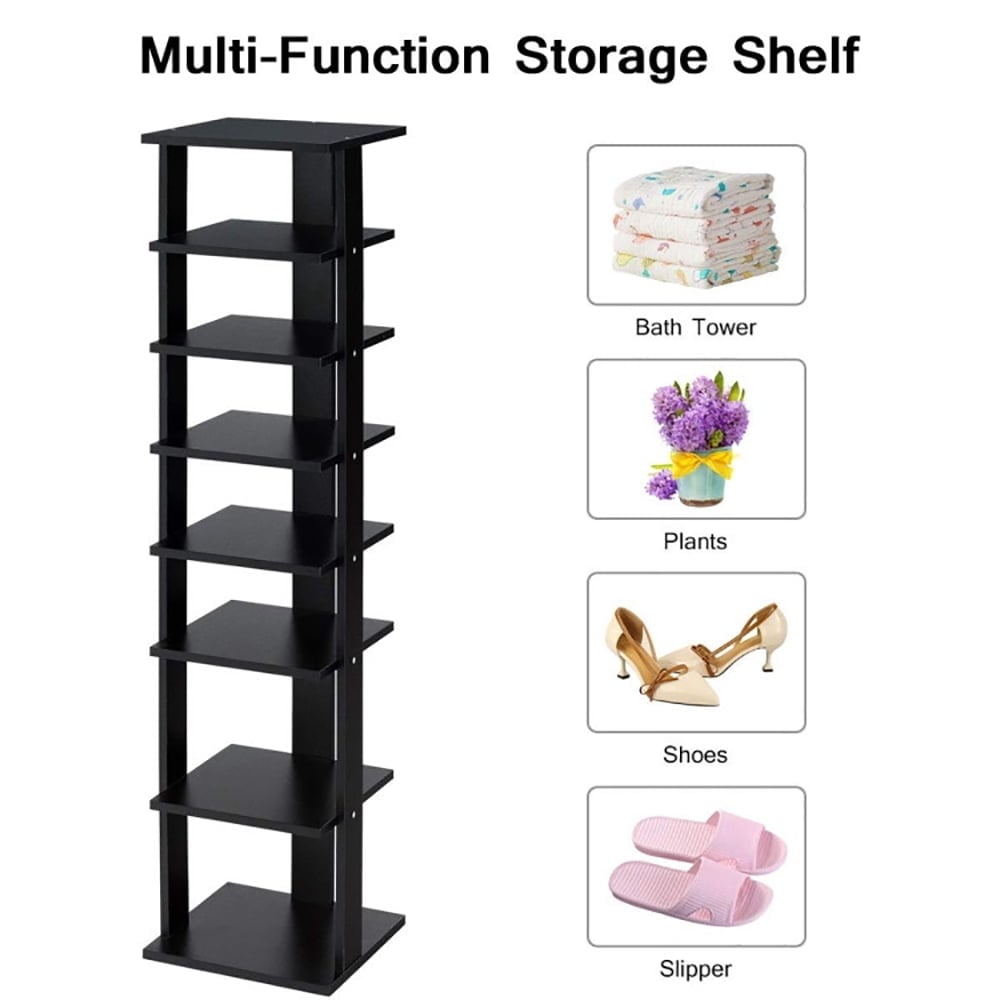 Hommoo 7-Tier Shoe Rack Practical Free Standing Shelves Storage Shelves-Black, Space-Saving Shoe Rack Organizer for Image 4