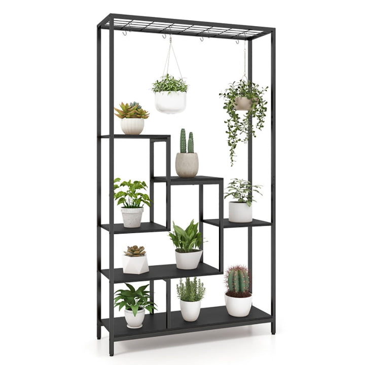 Hommoo Raised Planter Stand, Large Space Flower Rack Shelf,6-Tier Tall Plant Stand 71" Metal Indoor Plant Shelf with 10 Image 1