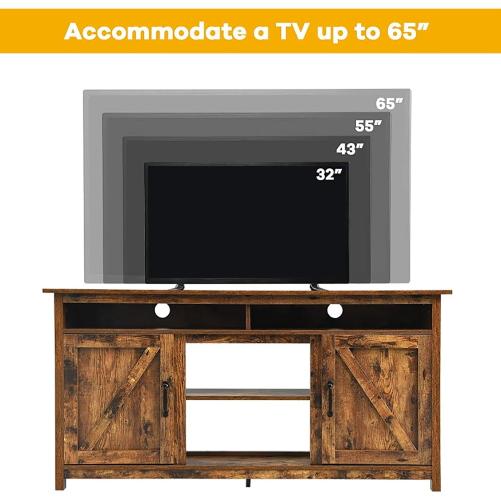 Hommoo Entertainment Centers,TV Stands,60 Industrial TV Stand Entertainment Center with Shelve and Cabinet-Brown Image 3