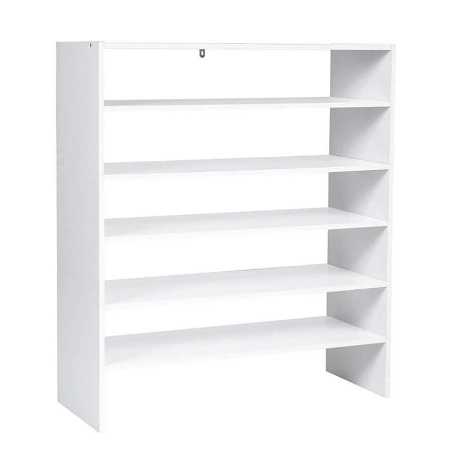 Hommoo 3 Pieces 31-Inch Stackable Multi-Shape Shoe Rack-White, Space-Saving Shoe Rack Organizer for Closet Entryway Image 1