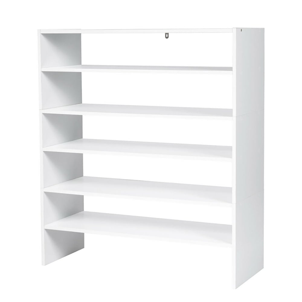 Hommoo 3 Pieces 31-Inch Stackable Multi-Shape Shoe Rack-White, Space-Saving Shoe Rack Organizer for Closet Entryway Image 2