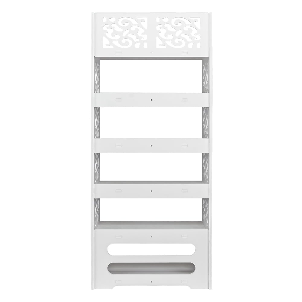 Hommoo 6 Tier Carved Shoe Rack, Wood Plastic Board, White Image 4