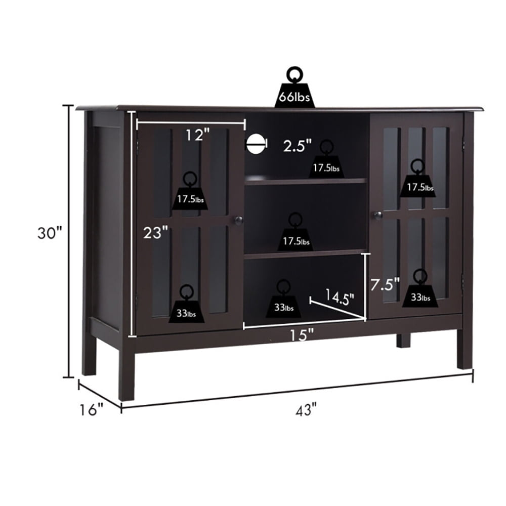 Hommoo Wooden TV Stand Console Cabinet for 50 Inch TV-Brown, Versatile TV Console, Open and Closed Shelves for Image 2