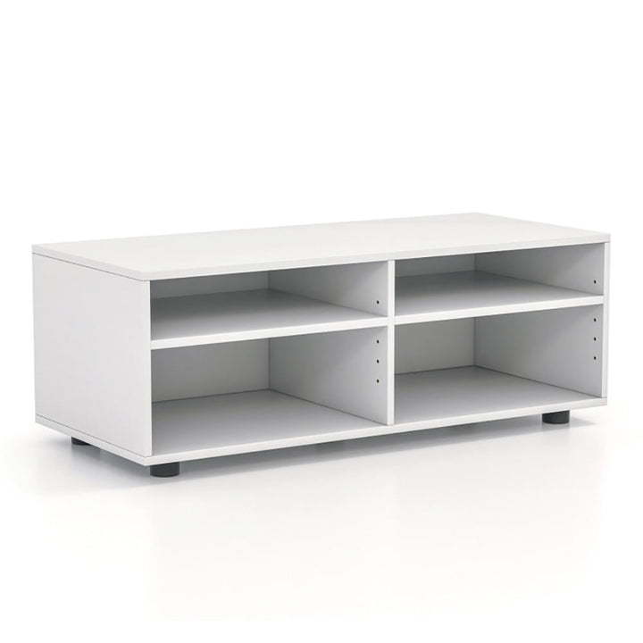 Hommoo 4-Cube TV Stand for TV up to 45 Inch with 5 Positions Adjustable Shelves-White, Mid Century Modern TV Stand for Image 1