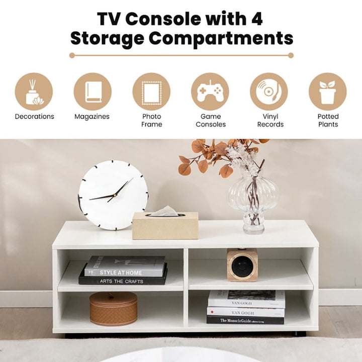 Hommoo 4-Cube TV Stand for TV up to 45 Inch with 5 Positions Adjustable Shelves-White, Mid Century Modern TV Stand for Image 3