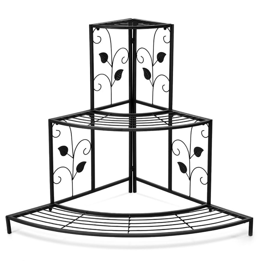 Hommoo Raised Planter Stand, Large Space Flower Rack Shelf, 3 Tier Floral Corner Metal Plant Pot Rack Image 1