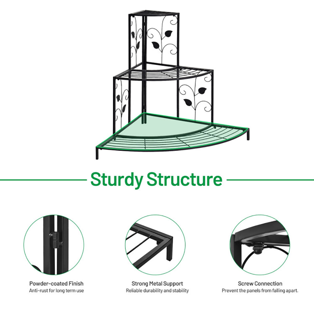 Hommoo Raised Planter Stand, Large Space Flower Rack Shelf, 3 Tier Floral Corner Metal Plant Pot Rack Image 2