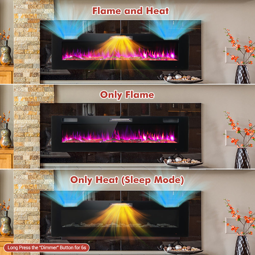 Hommoo Fireplace Heater,Electric Fireplace, 60 Inches Ultra-thin Electric Fireplace with Remote Control and Timer Image 3