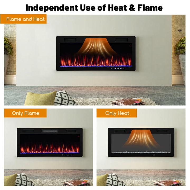 Hommoo Fireplace Heater,Electric Fireplace, Electric Fireplace 40/50/60 Inches Recessed and Wall Mounted for 2 x 6 Image 2