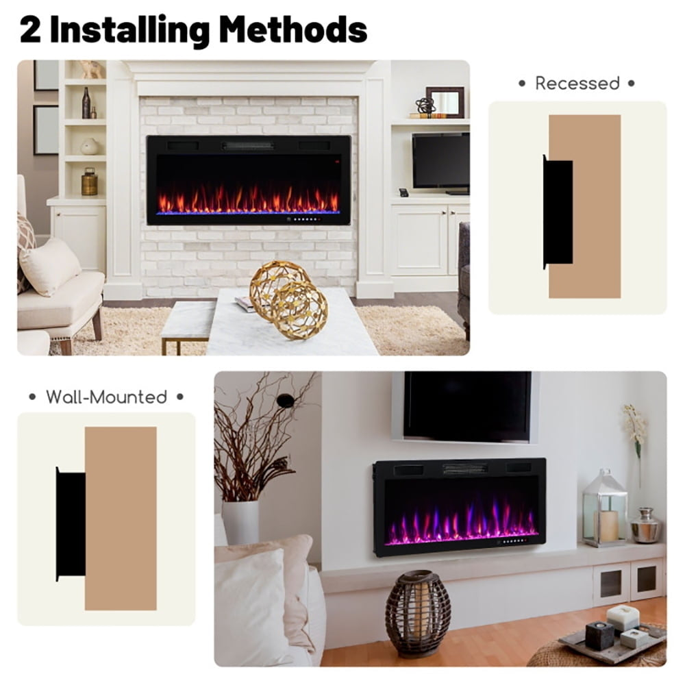 Hommoo Fireplace Heater,Electric Fireplace, Electric Fireplace 40/50/60 Inches Recessed and Wall Mounted for 2 x 6 Image 5