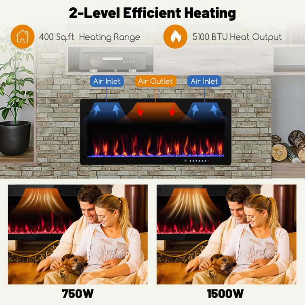 Hommoo Fireplace Heater,Electric Fireplace, Electric Fireplace 40/50/60 Inches Recessed and Wall Mounted for 2 x 6 Image 6