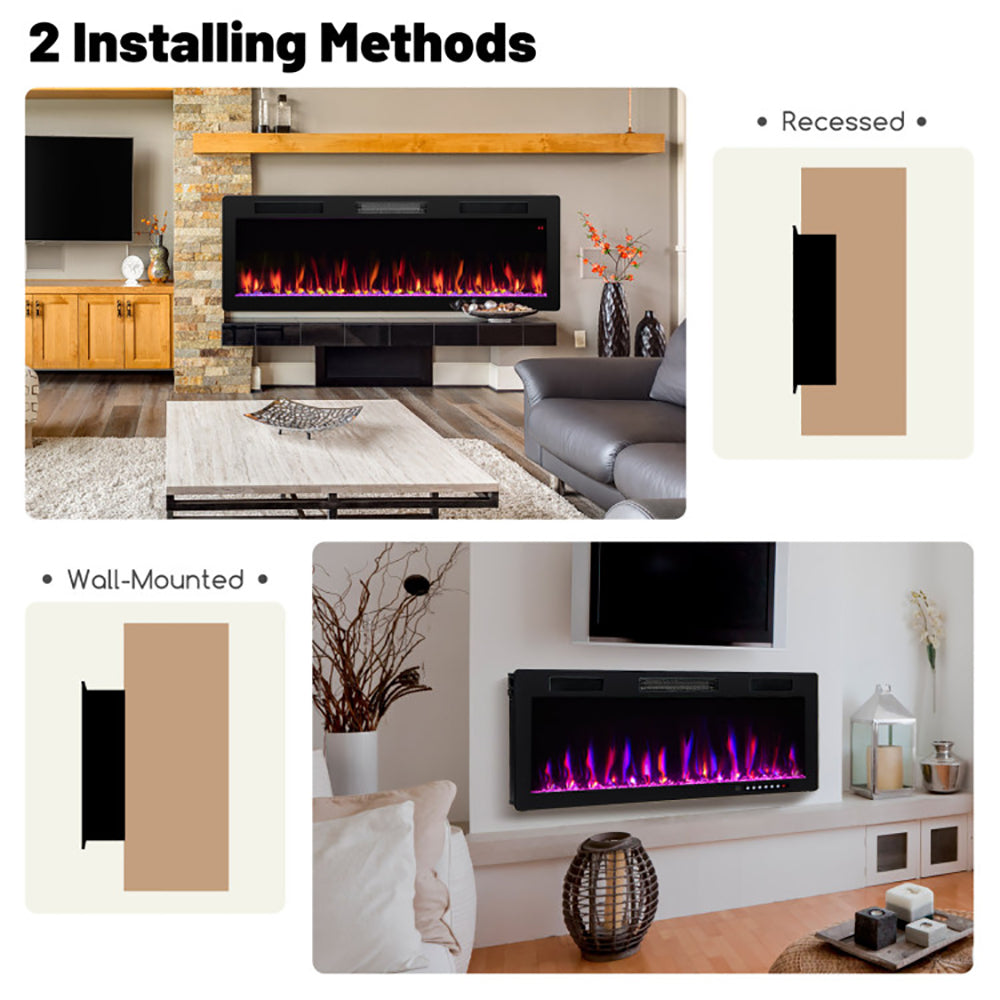 Hommoo Fireplace Heater,Electric Fireplace, Electric Fireplace 40/50/60 Inches Recessed and Wall Mounted for 2 x 6 Image 5