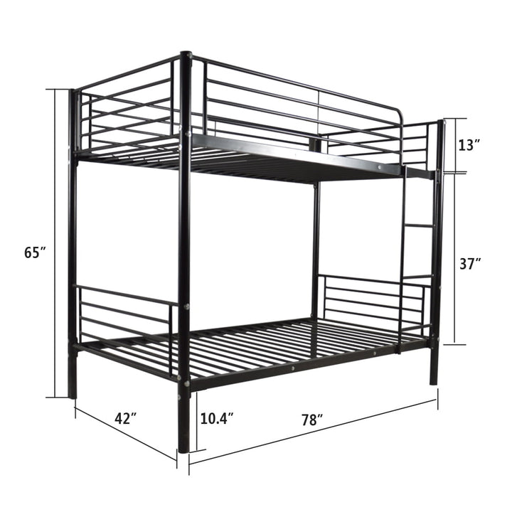 Hommoo Wood Bunk Bed Storage, Twin, Black Image 2