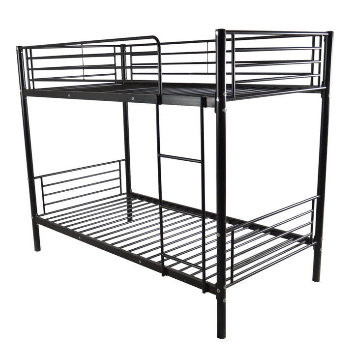 Hommoo Wood Bunk Bed Storage, Twin, Black Image 3