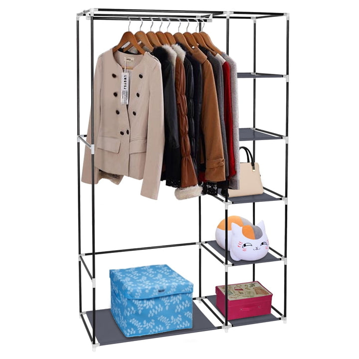 Hommoo 67" Portable Clothes Closet Organizer, Storage Wardrobe with Non-woven Fabric and Hanging Rod - Easy to Assemble Image 4