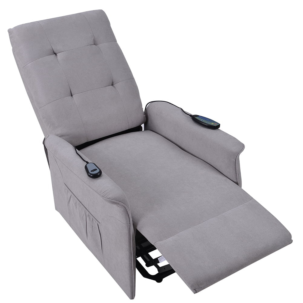 Hommoo Power Lift Chair Recliner with Massage and Remote Control, Living Room Chair Single Sofa for Elderly, Light Grey Image 5