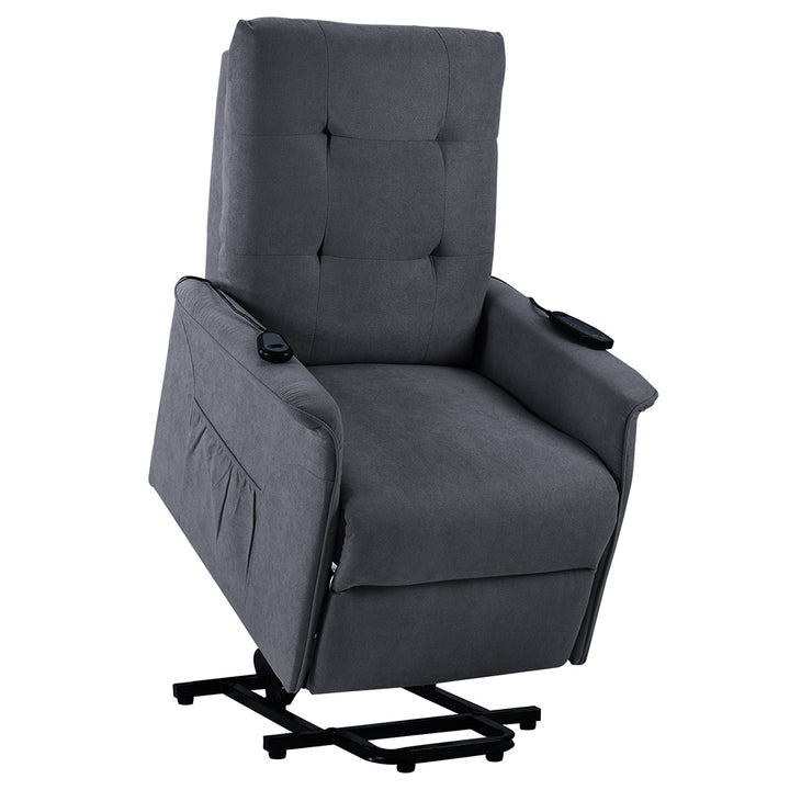 Hommoo Power Lift Chair Recliner with Massage and Remote Control, Living Room Chair Single Sofa for Elderly, Dark Gray Image 5