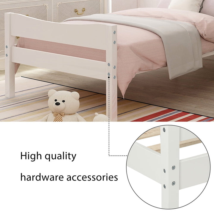 Hommoo Classic Twin Size Wood Platform Beds with Headboard and Wooden Slat Support for Bedroom, Kids Room, Guest Room, Image 5