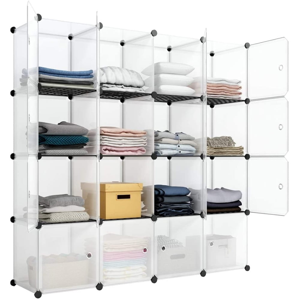 Hommoo Cube Storage with 16-Cube, Multi Use Closet Organizer Shelves with Doors, Modular DIY Storage Cabinet for Home, Image 1