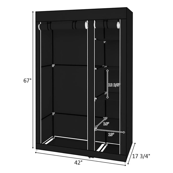 Hommoo 67" Portable Clothes Closet Organizer, Storage Wardrobe with Non-woven Fabric and Hanging Rod - Easy to Assemble Image 4