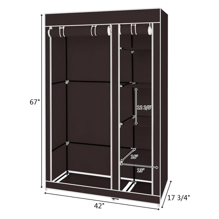 Hommoo 67" Portable Clothes Closet Organizer, Storage Wardrobe with Non-woven Fabric and Hanging Rod - Easy to Assemble Image 2