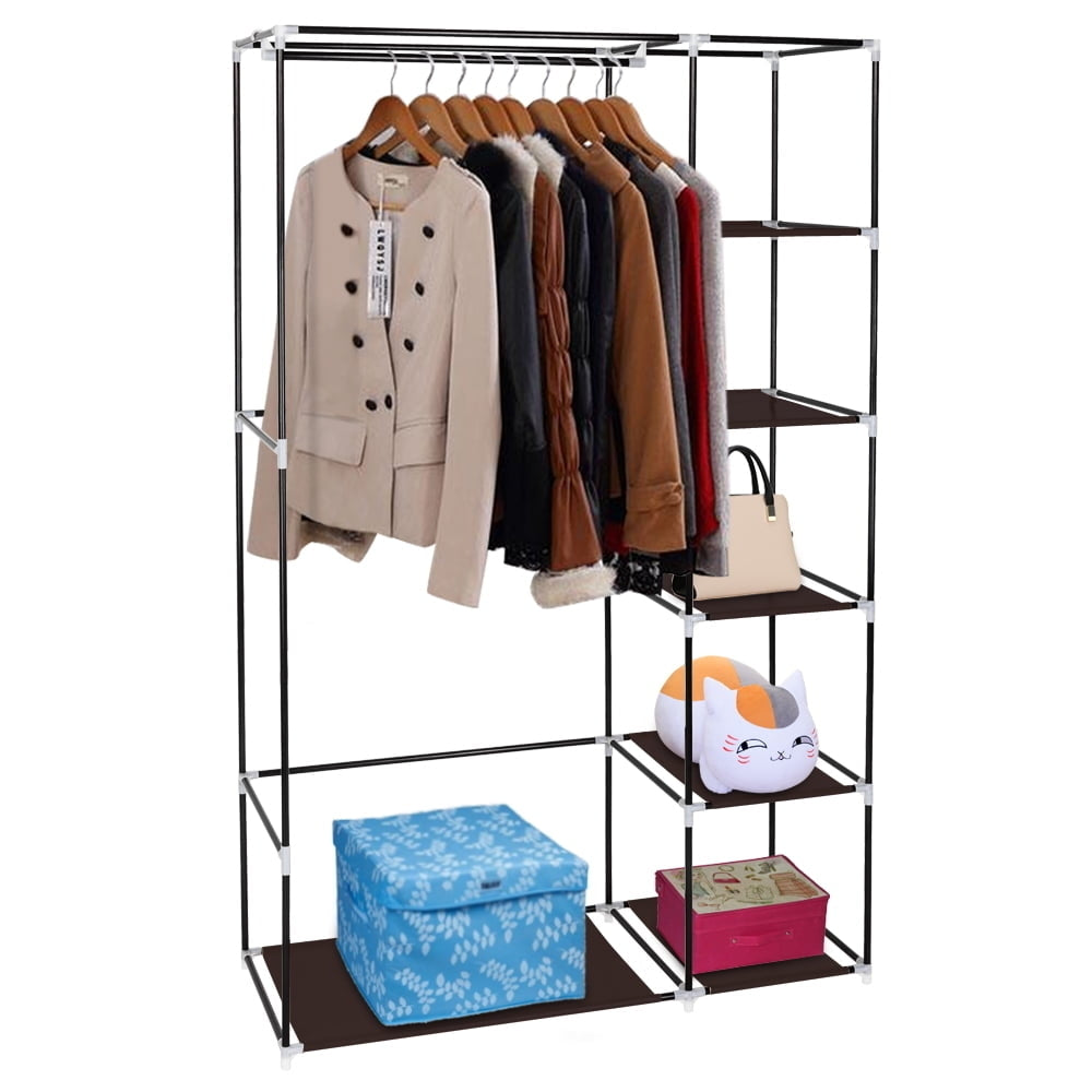 Hommoo 67" Portable Clothes Closet Organizer, Storage Wardrobe with Non-woven Fabric and Hanging Rod - Easy to Assemble Image 3