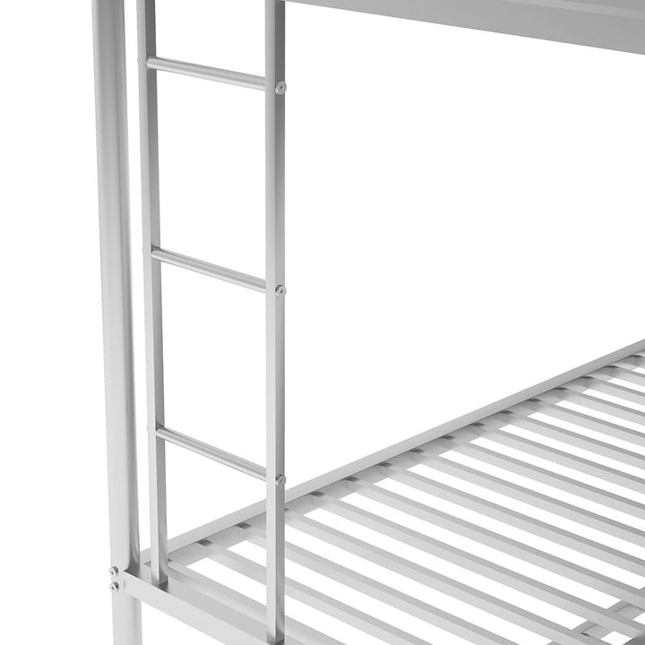 Hommoo Twin Over Full Metal Bunk Bed with Trundle and 2 Ladder for 3 People - Silver Image 5