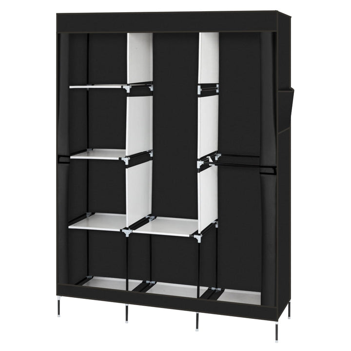 Hommoo 71" Portable Closet Wardrobe, Clothes Rack Storage Organizer with Shelves - Black Image 4