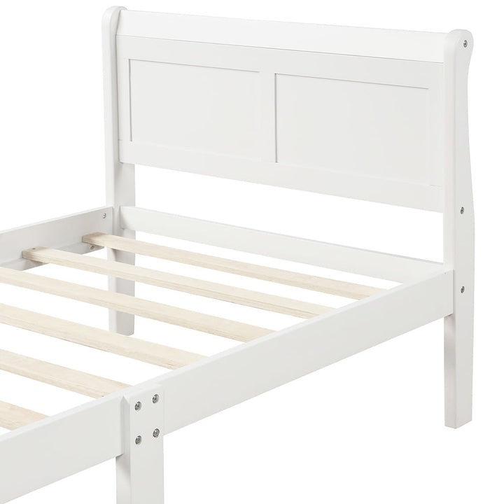 Hommoo Wood Platform Beds with Headboard/Footboard/Wood Slat Support, Twin Bed Frame Mattress Foundation Sleigh Bed - Image 3