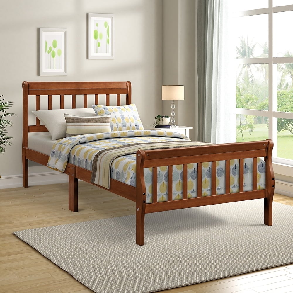 Hommoo Wood Platform Beds with Headboard/Footboard/Wood Slat Support, Twin Bed Frame Panel Bed Mattress Foundation Image 2