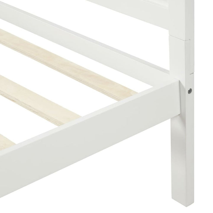 Hommoo Wood Platform Beds with Headboard and Wood Slat Support, Twin Bed Frame Mattress Foundation - White Image 6