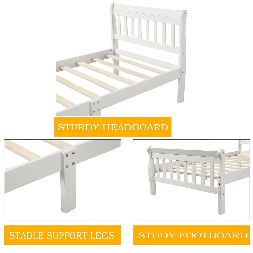 Hommoo Wood Platform Beds with Headboard/Footboard/Wood Slat Support, Twin Bed Frame Panel Bed Mattress Foundation Image 2