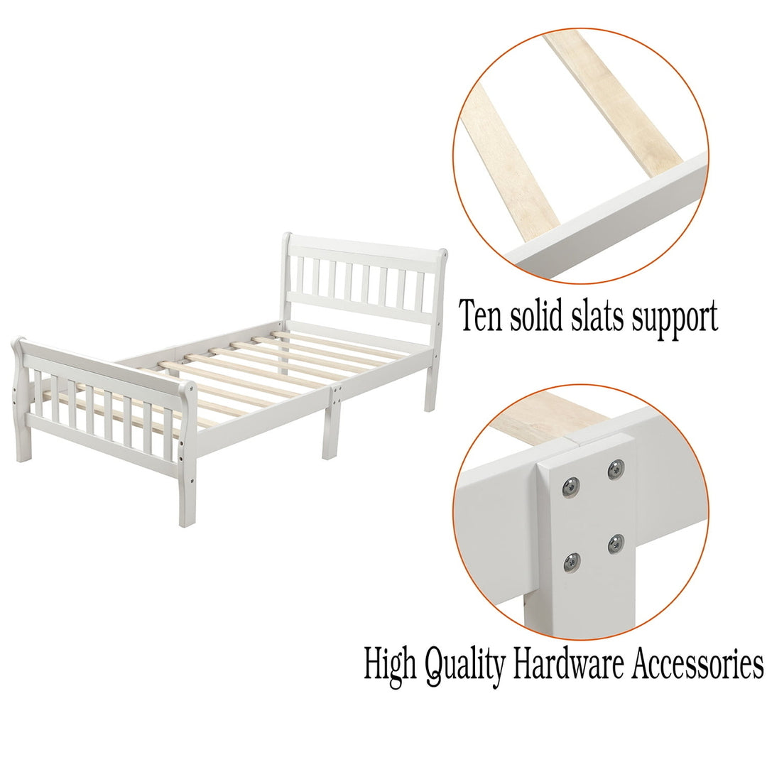 Hommoo Wood Platform Beds with Headboard/Footboard/Wood Slat Support, Twin Bed Frame Panel Bed Mattress Foundation Image 3