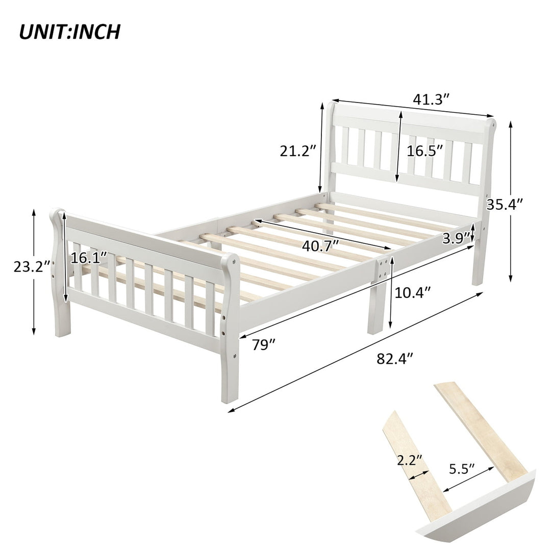 Hommoo Wood Platform Beds with Headboard/Footboard/Wood Slat Support, Twin Bed Frame Panel Bed Mattress Foundation Image 5