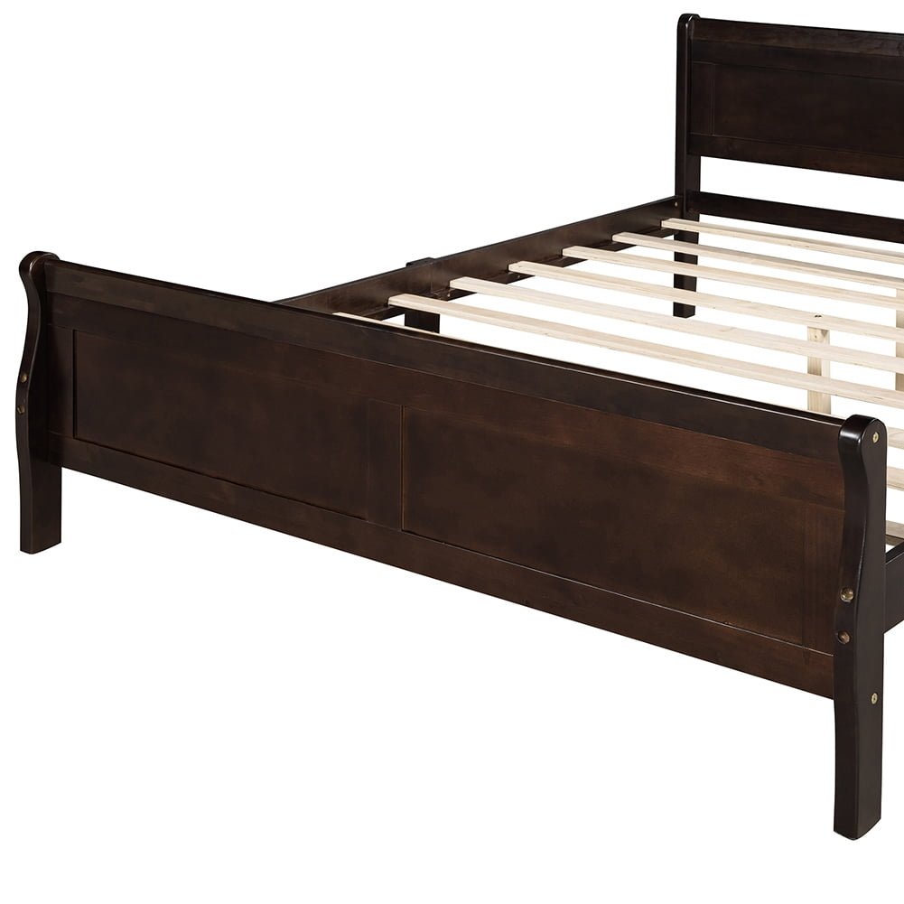 Hommoo Wood Platform Bed, Bed Frame with Headboard, Full Size Bed Frame - Espresso Image 2