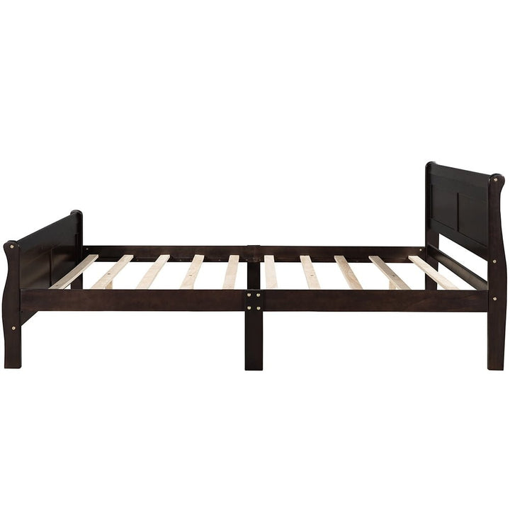 Hommoo Wood Platform Bed, Bed Frame with Headboard, Full Size Bed Frame - Espresso Image 5