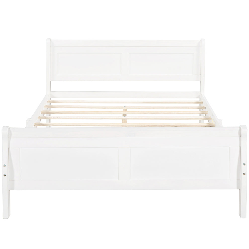 Hommoo Wood Platform Bed, Queen Size Bed Frame with Headboard - White Image 3