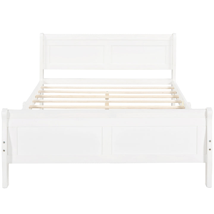 Hommoo Wood Platform Bed, Queen Size Bed Frame with Headboard - White Image 3