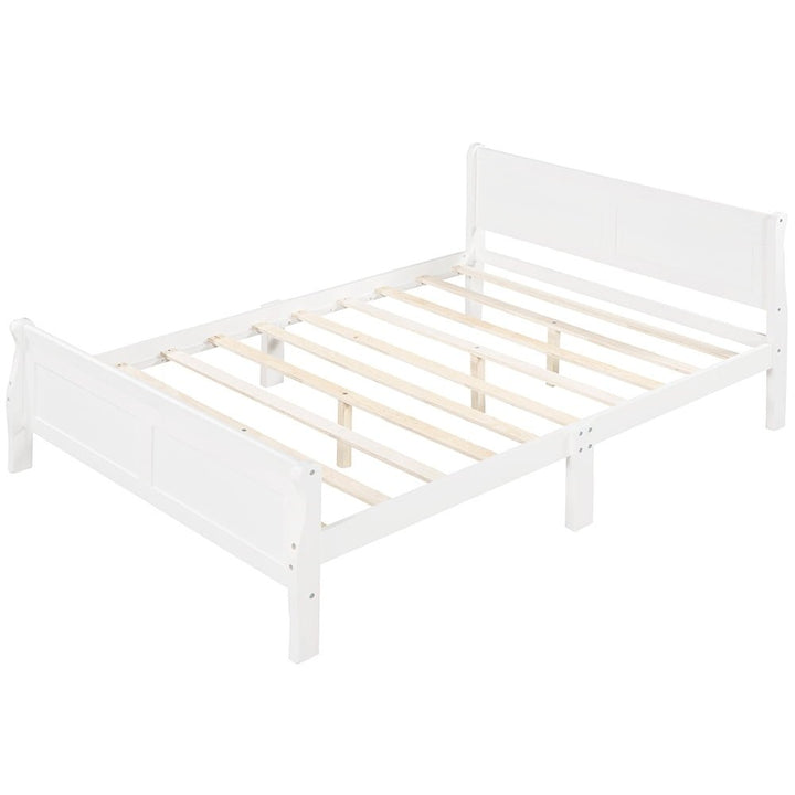 Hommoo Wood Platform Bed, Queen Size Bed Frame with Headboard - White Image 4