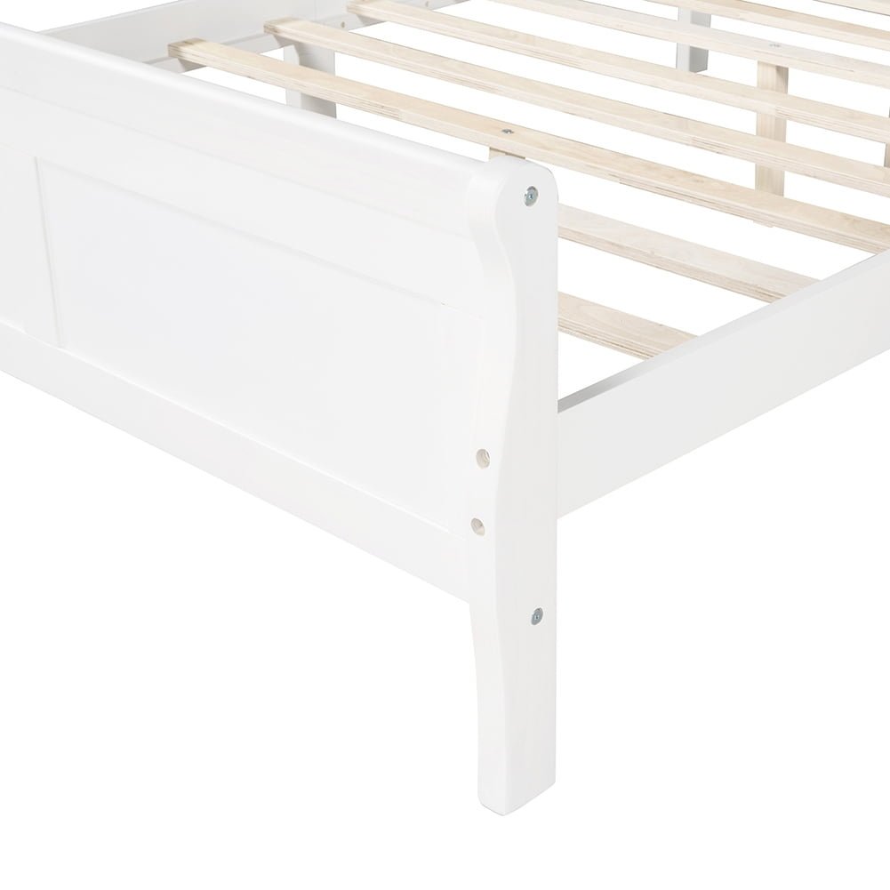 Hommoo Wood Platform Bed, Queen Size Bed Frame with Headboard - White Image 5