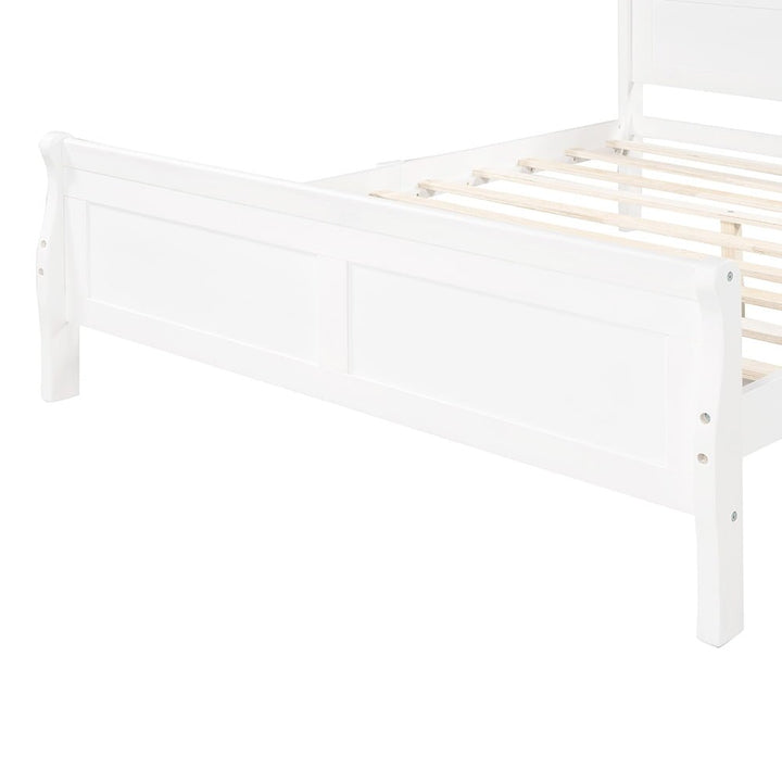 Hommoo Wood Platform Bed, Queen Size Bed Frame with Headboard - White Image 6