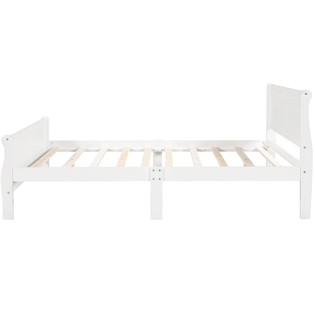 Hommoo Wood Platform Bed, Queen Size Bed Frame with Headboard - White Image 7