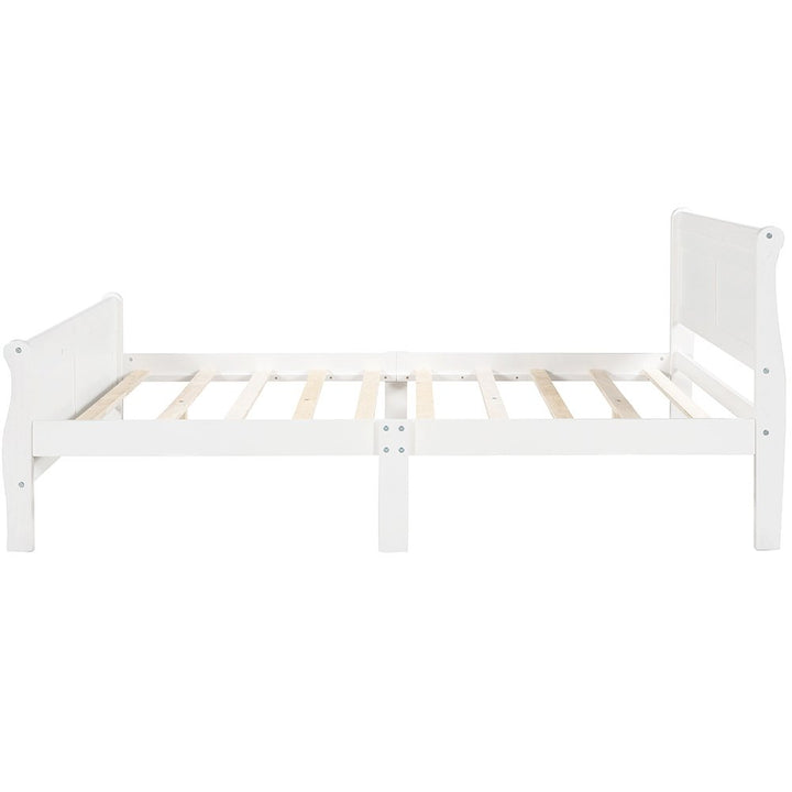 Hommoo Wood Platform Bed, Queen Size Bed Frame with Headboard - White Image 7