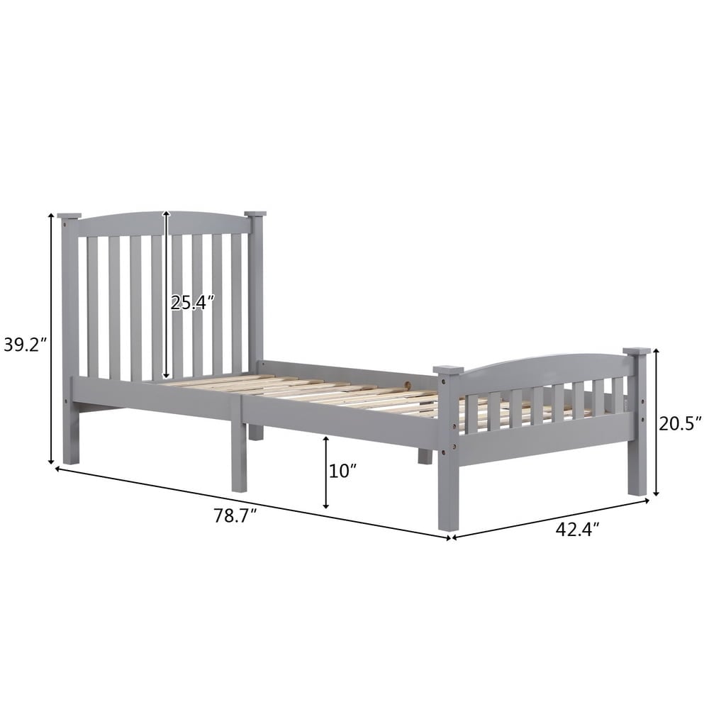 Hommoo Kids Pine Wood Twin Size Platform Bed Frame with Headboard Footboard for Bedroom, Black Image 4