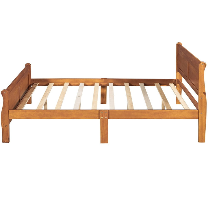 Hommoo Wood Platform Bed, Bed Frame with Headboard, Full Size Bed Frame - OAK Image 4