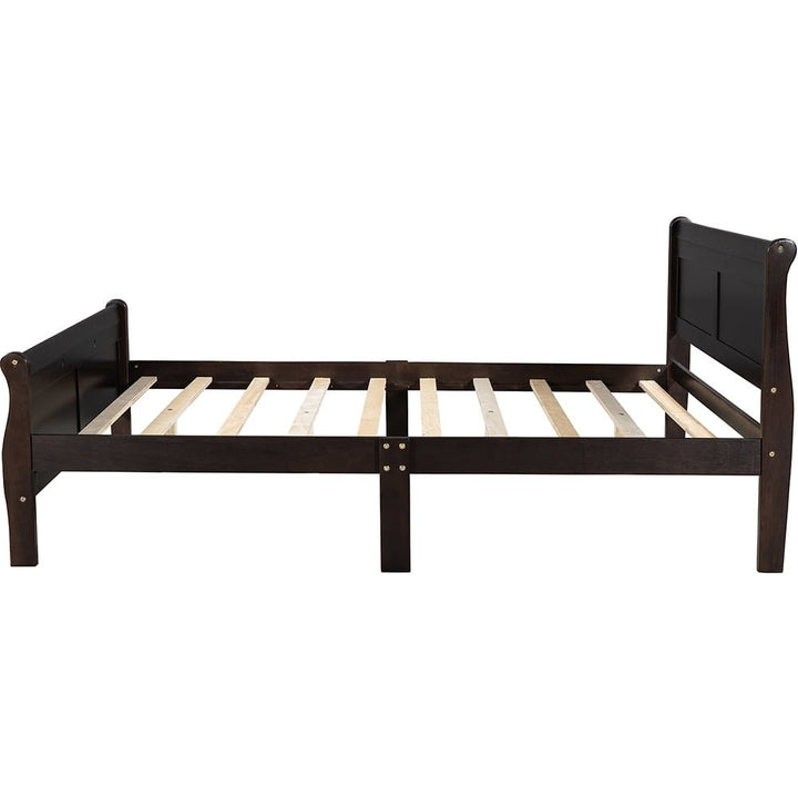 Hommoo Wood Platform Bed, Queen Size Bed Frame with Headboard - Espresso Image 4